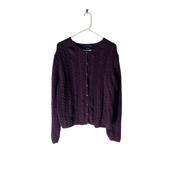 Charter Club Cable Knit Heavy Weight Button Front Cardigan Sweater Women’s Size - Picture 1 of 4